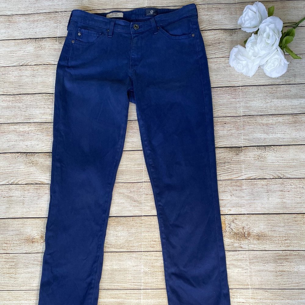 AG Adriano Goldschmied the Prima Cigarette Leg Women's Cobalt Blue Jeans SZ 27R